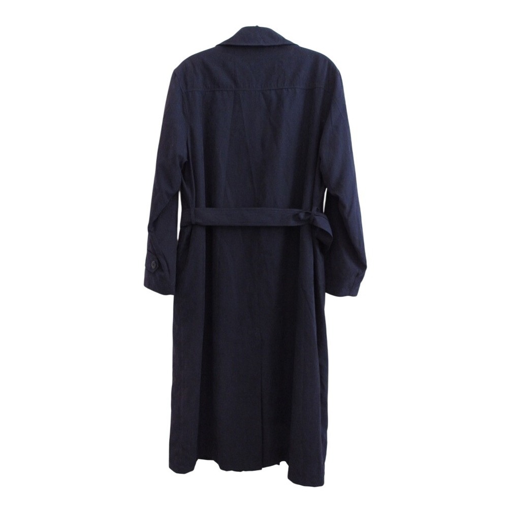 London Fog Trench Rain Coat Women 12 Navy Blue Belted Zip out Liner Long Classic - Picture 4 of 8